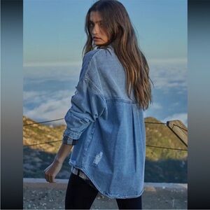 Stylish Blue Denim Jacket Shacket NWT